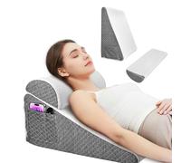 ExKeen Almohada Cuña, Almohada Triangular con Rodillo del Cuello, Almohada de Reflujo Ergonómico con Soporte Trasero, Wedge Pillow, Cojín Inclinado para la Cama y Sofá, 50 × 50 × 26 cm Blanco