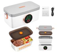 ExKeen Fiambrera eléctrica, 24000 mAh, 1,6 L, recargable, calefacción automática, pantalla LED, color blanco