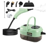 ExKeen Vaporeta Limpieza Hogar 1100 ml, 2500 W Vaporeta de Mano con 9 Accesorios, 3,0 bar Limpiador a Vapor, Presión de Vapor Portátil con 3 Cabezales de Cepillo para Muebles de Cocina, Baño (Verde)