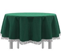 Exklusiv HEIMTEXTIL Mantel de jardín con Flecos, Mantel clásico para Exteriores, PVC, Espuma Suave, Antideslizante, para jardín, balcón, terraza, 160 cm, Redondo, Verde