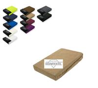 EXKLUSIV HEIMTEXTIL Sábana bajera de rizo, marca 180 x 200 cm, 80% algodón, 20% poliéster, certificado Öko - Tex, calidad de marca, altura del colchón hasta 25 cm, color arena