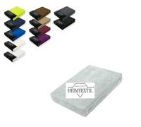 EXKLUSIV HEIMTEXTIL Sábana bajera de rizo, marca 180 x 200 cm, 80% algodón, 20% poliéster, certificado Öko - Tex, calidad de marca, altura del colchón hasta 25 cm, color plateado