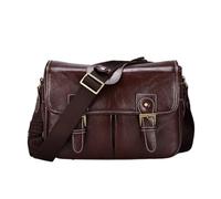 EXKURPOO Bolsa de mensajero Bolsa for cámara Tanque interior de cuero DSLR Cámaras fotográficas mensajero Bolsas laterales hombro retro vintage(Coffee,29X13X21.5CM)
