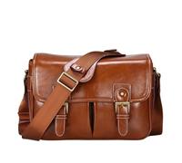 EXKURPOO Bolsa de mensajero Bolsa for cámara Tanque interior de cuero DSLR Cámaras fotográficas mensajero Bolsas laterales hombro retro vintage(Light Brown,32.5X14X24CM)