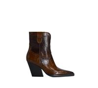 EXKURPOO Botas Mujer Botas de mujer con estampado piedras puntiagudas y tacones altos gruesos cortos(Brown,35)