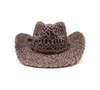 EXKURPOO Sombrero Vaquero Men's and Women's Beach Hats Breathable Cowboy Straw Wide Brim Sun(Color-03)
