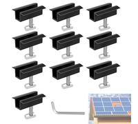 EXLECO 10 x Abrazaderas Medias para Paneles Solares de 30 - 42mm, Sistema de Fijación para Módulos PV, Abrazadera de Aluminio como Soporte Placa Solar para Perfiles de Rail, Negras