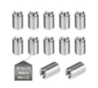 EXLECO 12 x Insertos Roscados Autorroscante Helicoil M12 a M8 18mm Manguito de Reparación de Tuercas Roscadas Inserto de Rosca Autorroscante Tuercas Reductoras Macho M8 X 1,25mm & Hembra M12 X 1,75mm