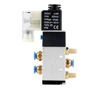 EXLECO 24 V DC Válvula solenoide neumática Válvula solenoide eléctrica 1/4" 5 vías 2 posiciones con conector silenciador solenoide válvula de aire comprimido aluminio regulador de gas
