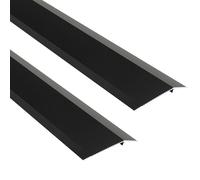 EXLECO 2Pcs Perfil de Transición para Suelo Desnivel Tira de Transición de Piso 90 * 10cm Perfil de Unión para Suelos Aluminio Tira Puerta Transición Negro Banda Transición para Umbral Puerta 8-40mm