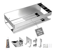 EXLECO 5 in 1 Estanteria Ducha sin Taladro para el Baño Estanteria Baño Adhesivo Acero Inox Estante de baño Estantes Cesta para Ducha Estanteria Organizador Baño con Jabonera y Ganchos, Acabado Espejo