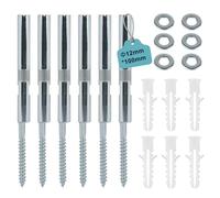 EXLECO 6 Piezas Escuadras para Estanterias Ø12x100mm, Soporte Oculto con Arandelas y Tacos, Soporte de Estantería de Pared Invisible, Soporte Estante Flotante, Soportes para Baldas de Acero Cincado