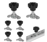 EXLECO 6X Accesorios para Carril de Aerolineas M8x45 Adaptador para Riel Aeronautico con Empuñaduras Perilla de Estrella 500daN Herraje de Extremo de Riel de Línea Aérea de Acero Galvanizado