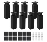 EXLECO 8 patas ajustables para muebles, 40 x 40 x 120 mm, patas cuadradas negras, para muebles de metal y plástico, patas de metal, altura ajustable, patas de armario, patas de mesa, extensión para