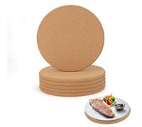 EXLECO 8 posavasos de corcho de 20 cm, redondos, posavasos de corcho para ollas, sartenes, plantas, 1 cm de grosor, posavasos de corcho natural, resistentes al calor, protección contra el calor, placa