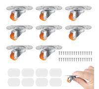 EXLECO 8pcs Mini Ruedas para Muebles Pequeñas Rueda Giratoria de Goma con Tornillos Pueden Girar 360° Mini Ruedas Adhesivas Giratorias 12mm Ruedas Electrodomesticos Pequeños Ruedecitas para Muebles