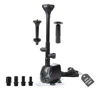 EXLECO Bomba Estanque Exterior Bomba Agua Fuente 4500L/H Bomba de Agua Sumergible Bomaba de Arroyo 95W Bomaba de Filtro Bomaba para Fuente de Jardin con 4 Boquillas 5M Cable 3 Estilos de Fuente