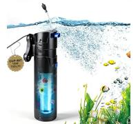 EXLECO Filtro Acuario 4 en 1 para Pecera, Depuradora con Lámpara UV 7W y Purificador 700 L/h 18w, con Bomba, Skimmer, Esponja y Medios, Ideal para Peceras 150-300L, Tortuguera para Tortugas de Agua