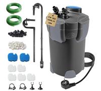 EXLECO Filtro Externo Acuario 1000L/H 18W Filtro Pecera Flujo Ajustable con Material Filtrante y Manguera Acuario Tubo, Bomba de Filtro Aquário Potente Profesional para Pecera de Menos de 300L Negro