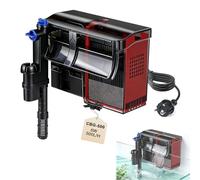 EXLECO Filtro Externo Acuario Tipo Mochila 6W 500L/H, con Lámpara UV, Skimmer y Esponja Filtrante - Ajustable, Suspendido, con Repuestos, para 38-115L Peceras y Tortugueras Tortugas de Agua