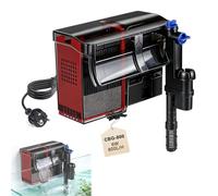EXLECO Filtro Externo Acuario Tipo Mochila 6W 800L/H, con Lámpara UV, Skimmer y Esponja Filtrante - Ajustable, Suspendido, con Repuestos, para 75-190L Peceras y Tortugueras Tortugas de Agua
