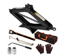 EXLECO Gato de Tijera 2,5T con Llave de Rueda Telescópica, Elevador con Trinquete, Gato Hidráulico con Carraca, 360 ° Cabezal de Actividad, Llave de carraca, para Coche Familiar SUV MPV