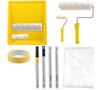 EXLECO Rodillos de Pintura 10Pcs, Kit de Rodillos para Pintar 25cm / 10cm | Postes Telescópicos y Películas Plásticasonal | Juego de Pintura Rodillo para Pinturas Murales set Profesional