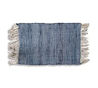 Exma Alfombra Jarapa Denim Estilo Hindú, 100% Algodón, Azul con Flecos, 50x75 cm [7351203]