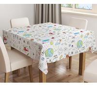 Exma Mantel de Hule Tejido Antimanchas Rectangular Impermeable Premium para Mesa Elegante fácil de Limpiar -Manteles Hule de plástico Duradero Resistente para Comedor - Infantil Planetas