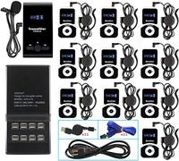 EXMAX® ATG-100T 195MHz Sistema de guía turístico inalámbrico Transmisión de voz Micrófono Auriculares Auriculares para Traducción de Iglesia Conferencia Silenciosa Viaje Traning (1 Transmisor 10