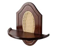 Exmydric Pequeño Templo Pooja Mandir God de bambú para Colgar en la Pared con Respaldo de rattán Tejido y Perforado Ideal para Maison Bureau y devoción a Buda Walnut S