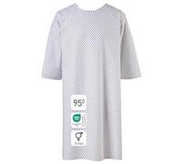 EXNER Camisa de paciente con capa de algodón mixto unisex, talla única, color blanco estampado, Blanco, Talla única