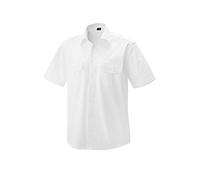 EXNER Camisa de piloto de media manga con solapa, 4 colores, Blanco, 43-46