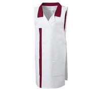 Exner - Delantal con detalles de colores, cuello de solapa, bolsillos laterales burdeos, talla II
