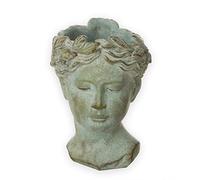 EXNER Maceta estilo antiguo con busto, aproximadamente 22 x 16 cm - Gris mate - Para plantas y flores - Decoración antigua - Cerámica robusta - Maceta de flores de estilo vintage