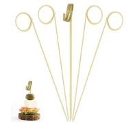 EXNIMA 300 Piezas, Palillos de Bambú para Cócteles y Brochetas, Accesorios Originales para Fiestas y Barbacoas,Palitos de Madera Reutilizables,Utensilios de Cocina (9 cm, Espiral Pack 300)