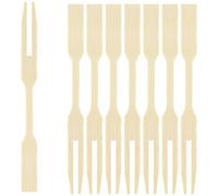EXNIMA, 50, 100 o 300 Tenedores de Bambú, Palillo de Dos Púa Ecológico, Pincho de Alimentación 9 cm, Pincho para Aperitivos y Canapés, para Comer, Barbacoa, Sándwiches, Fiestas, Picoteo