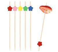 EXNIMA, 50, 100 y 300 Piezas Palillos de Cóctel, 12cm, Pinchos Decorativos Cócteles, Palillos para Fruta o Aperitivos, Ecológicos para Cocktail, Bambú, Fiestas, Canapés, Catering, Manualidades, Flor.