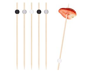 EXNIMA, 50, 100 y 300 Piezas Palillos de Cóctel, 12cm, Pinchos Decorativos Cócteles, Palillos para Fruta o Aperitivos, Ecológicos para Cocktail, Bambú, Fiestas, Canapés, Catering, Manualidades, Bola.