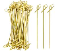 EXNIMA, 50, 100 y 300 Piezas, Pinchos de Bambú para Cóctel Ecológicos, Palillos Anudados Lazo o Espiral Cócteles y Aperitivos, Brochetas Bambú, Fiestas, Canapés, Catering, Barbacoa, Boda, Manualidades