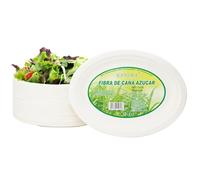 EXNIMA, Pack 1000 Platos Desechables Biodegradables de Caña de Azúcar, Ovalados, Vajilla Desechable, Ecológica 100% Natural, Resistente, para Evento, Fiestas, Barbacoa, Cumpleaños y Manualidades.