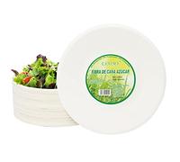 EXNIMA, Pack 50, 100, 200, 500 o 1.000 Platos Desechables Biodegradables, Hechos de Fibra de Caña de Azúcar, Natural, 100% Biodegradable, Redondo, Planos, para Comidas, Barbacoa, Fiestas, Cumpleaños.