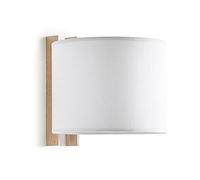 Exo Lighting - Aplique de pared COMPACT, madera haya, E27 ø45, 40W, pantalla ø20 algodón, blanco, IP20 - Ilumina tus espacios interiores como dormitorios, salas de estar, salones pequeños, pasillos.