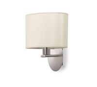 EXO lighting - Aplique de pared OVAL, níquel satinado, E27, 60W, pantalla sintética blanco, acero, IP20 - Ilumina tus estancias interiores como dormitorios, salas de estar, estudios, comedores