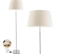 EXO lighting - lampara de pie salon FIRENZE -lámpara pie de níquel satinado pantalla blanca incluida - lamparas de pie - E27 IP20 - lamparas de pie para salon - candeeiro de pé - floor lamp