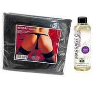 eXODA Sábanas Sex negras 200x230 cm impermeables con 250 ml de aceite de masaje Shiatsu para momentos de relax ideales para bienestar y ocio