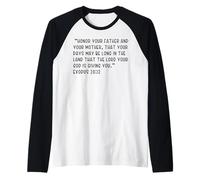 Éxodo 20:12 Honra a tu Padre y a tu Madre, Que tu Camiseta Manga Raglan