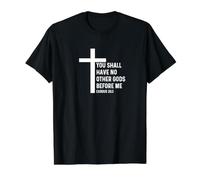 Éxodo 20:3 20 3 Dios Jesús Cita Religiosa Cruz Cristiana Camiseta gráfica económica, Hombre, Negro, XL