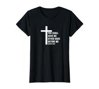 Éxodo 20:3 20 3 Dios Jesús Cita Religiosa Cruz Cristiana Camiseta gráfica económica, Mujer, Negro, M