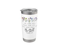 Exodus 14:14 Bible Verse Lord Will Fight For You Be Still Vaso térmico de acero inoxidable de doble pared